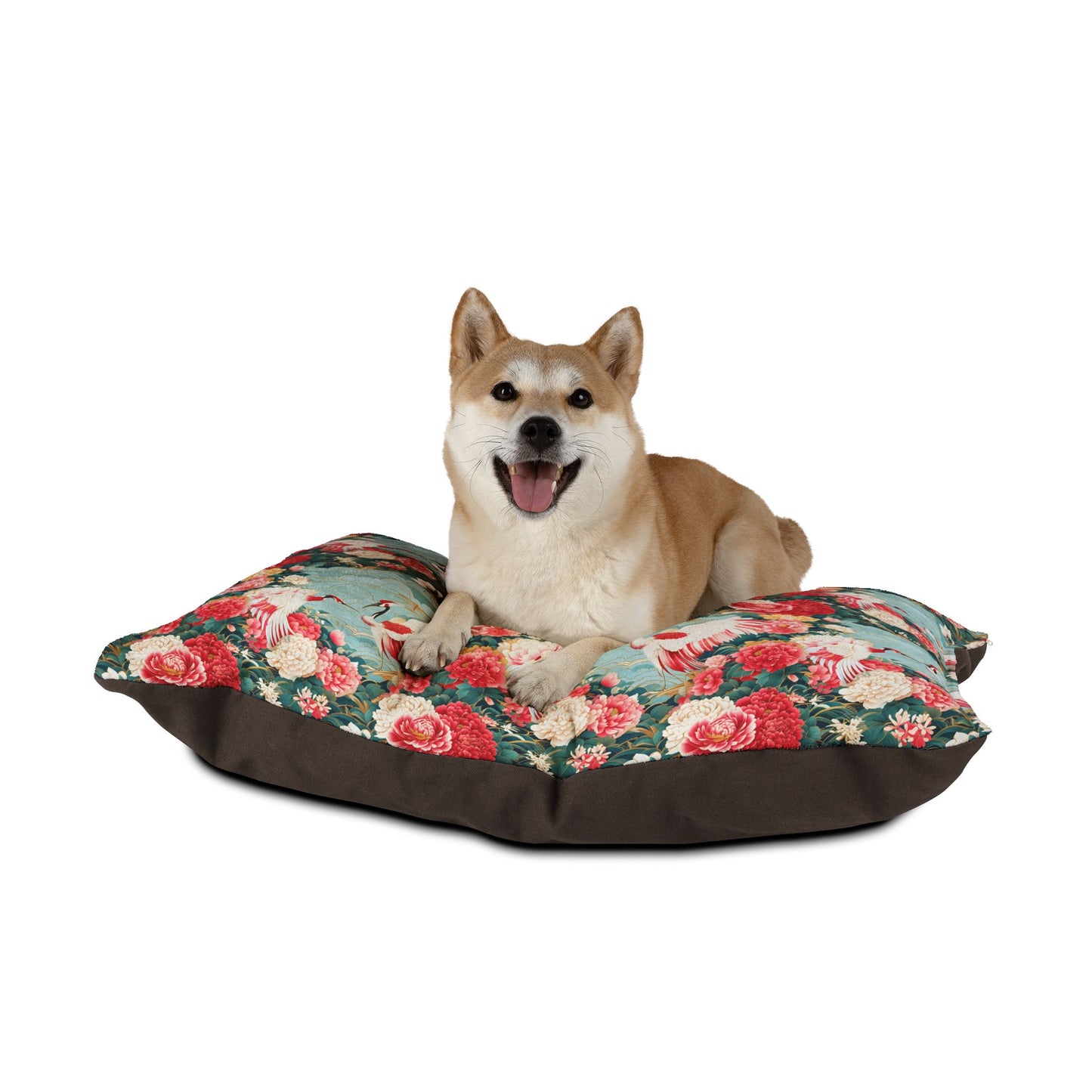 Elegant Floral Pet Bed - Vintage Cranes Design for Cozy Pets