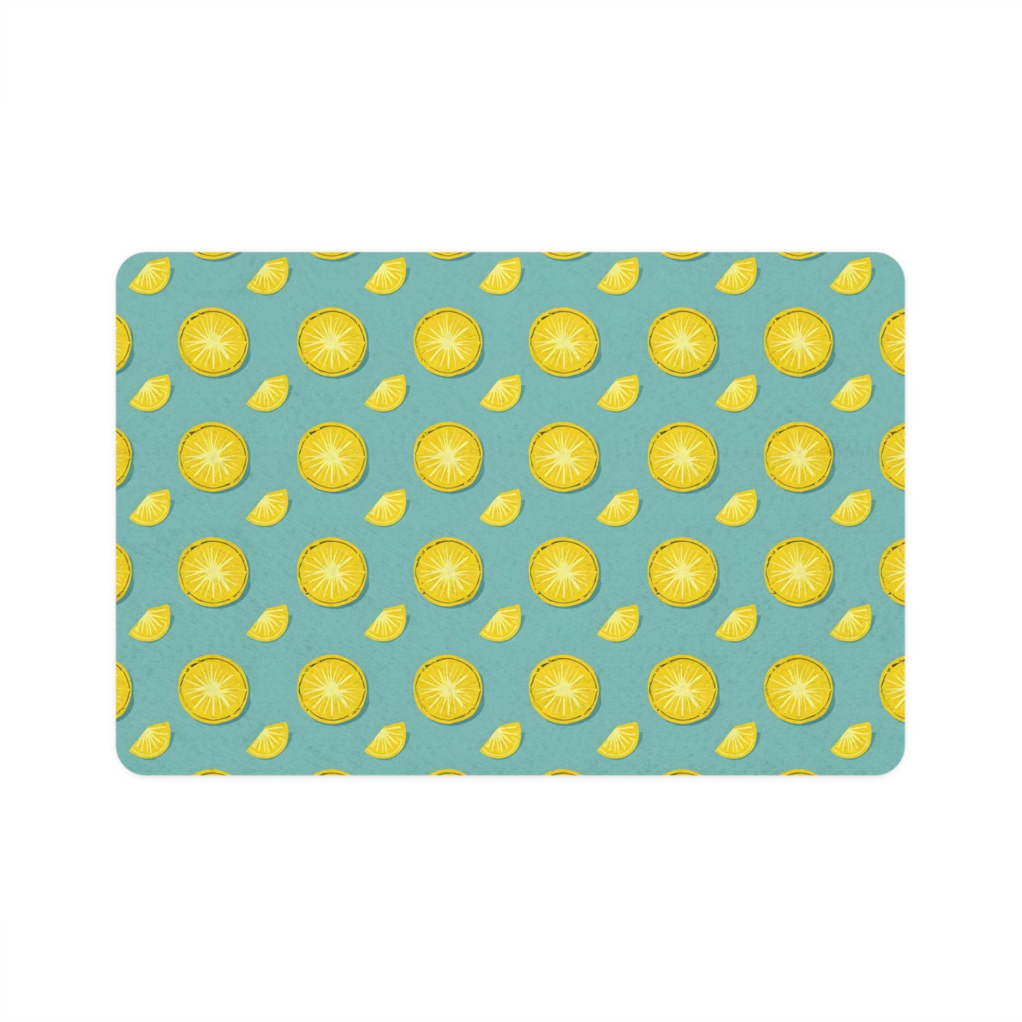 Lemon Slice Pet Food Mat - Non-Slip 12x18 Dog & Cat Feeding Mat