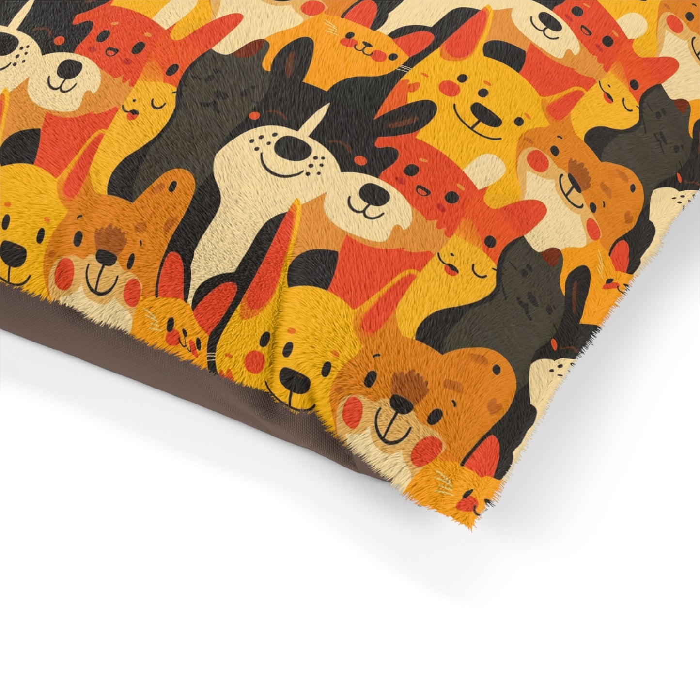 Cute Cartoon Dog Print Pet Bed – Soft, Cozy & Washable