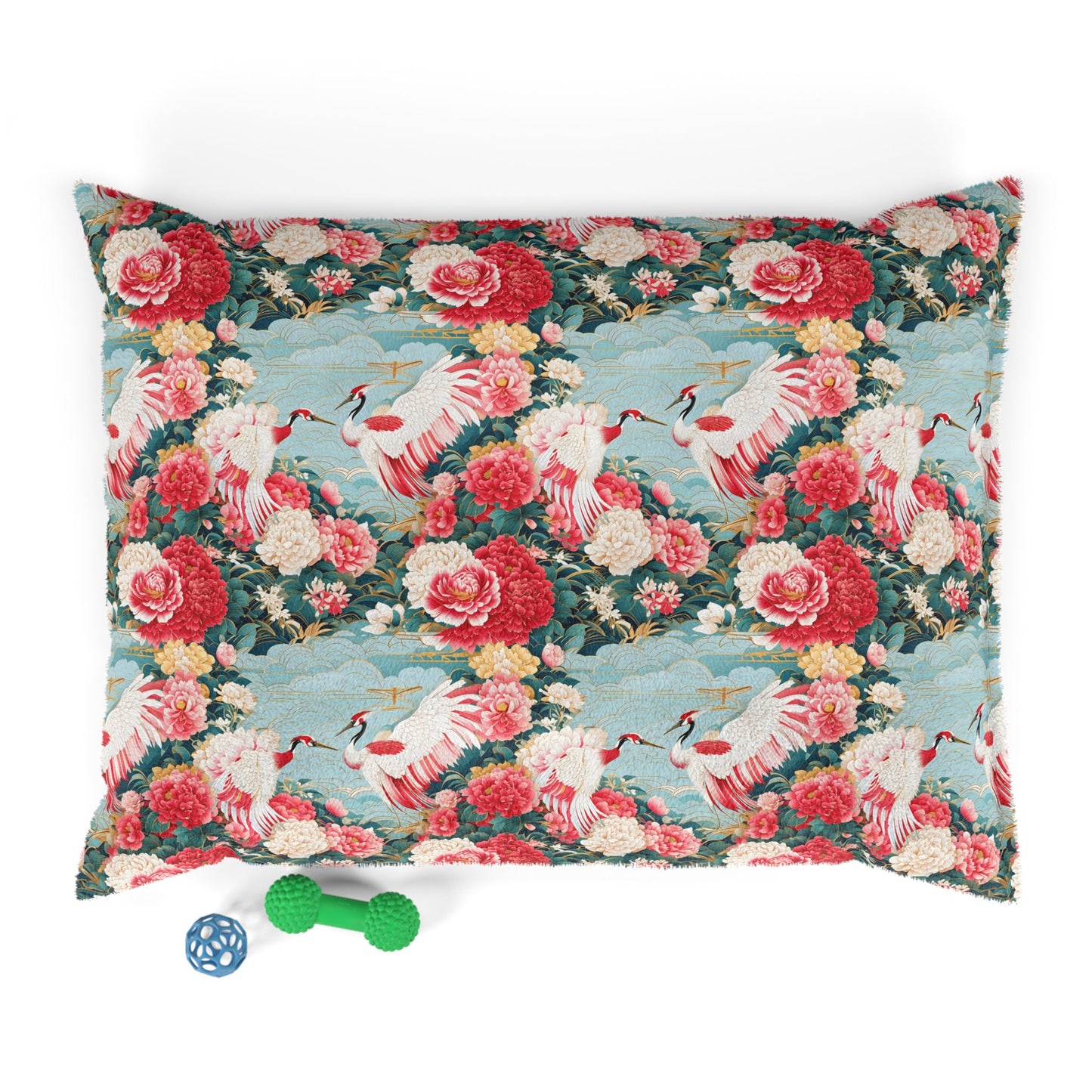 Elegant Floral Pet Bed - Vintage Cranes Design for Cozy Pets