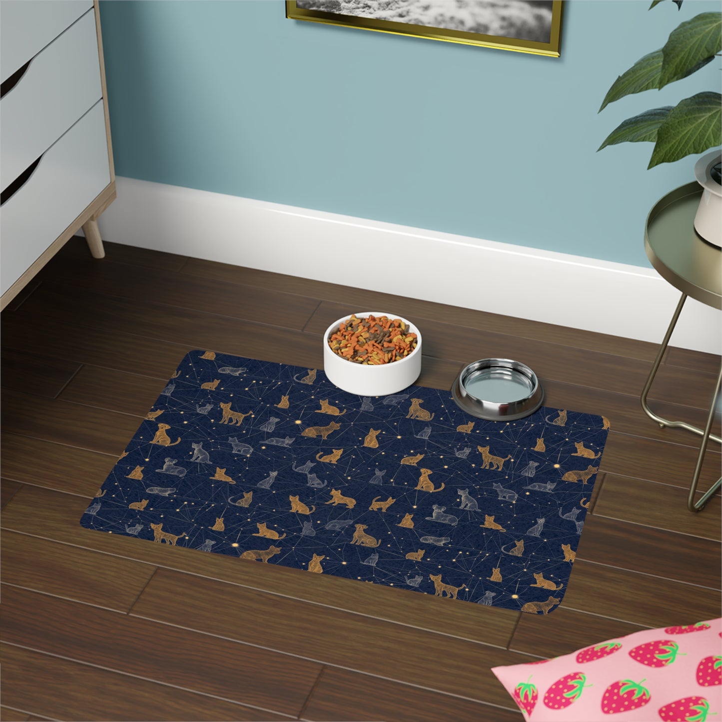 Cozy Cat & Dog Pet Food Mat | Decorative Non-Slip Feeding Mat (12x18) for Pets