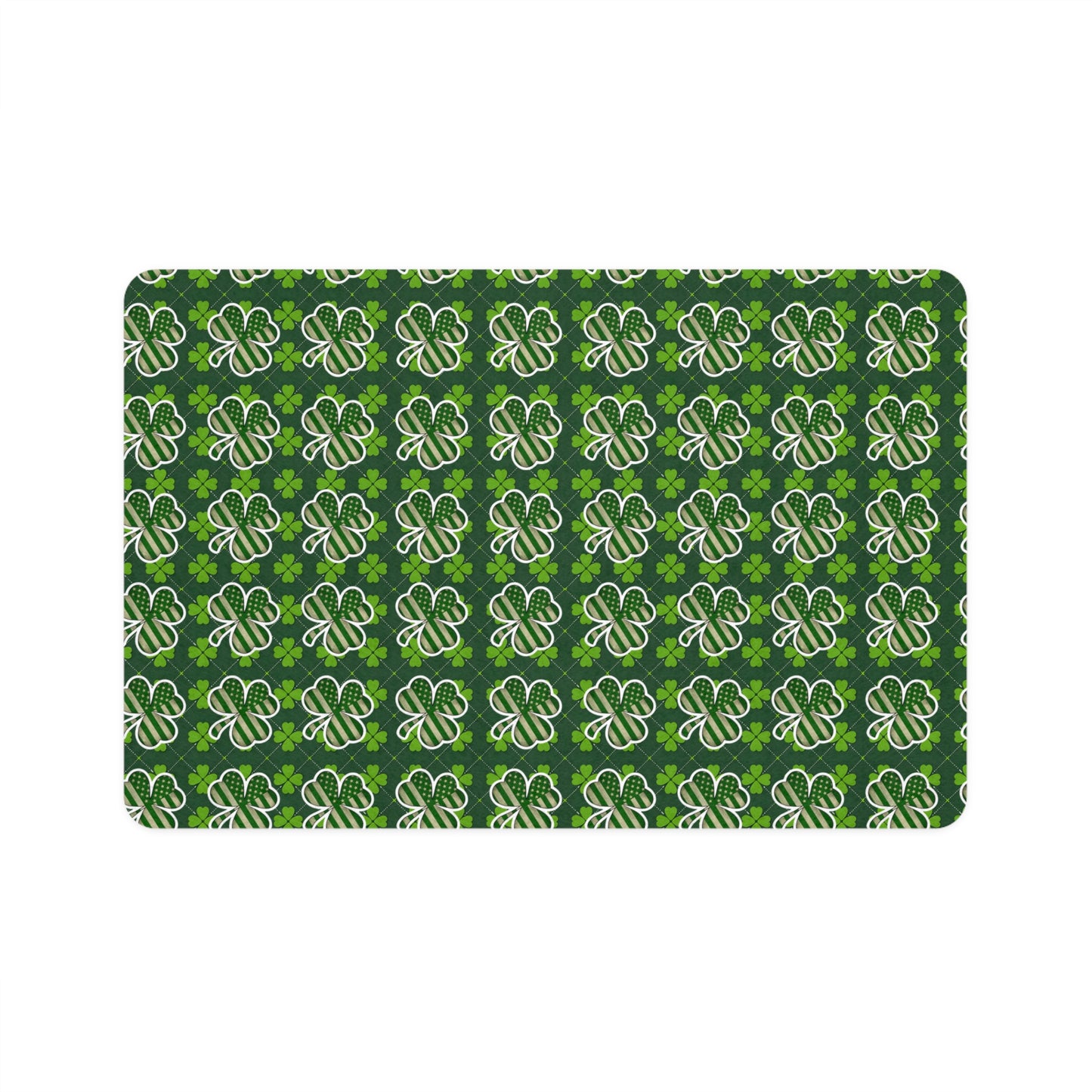 St. Patrick's Day Pet Food Mat - 12x18 Clover Design