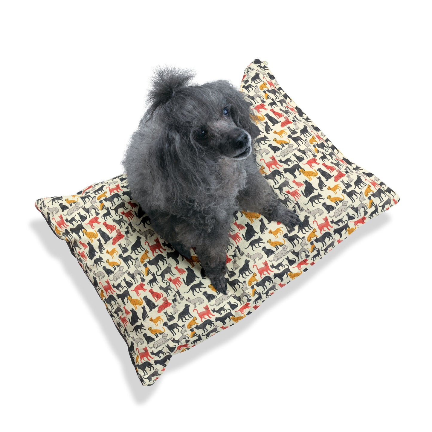 Multi-Breed Dog Print Pet Bed – Soft, Cozy & Washable