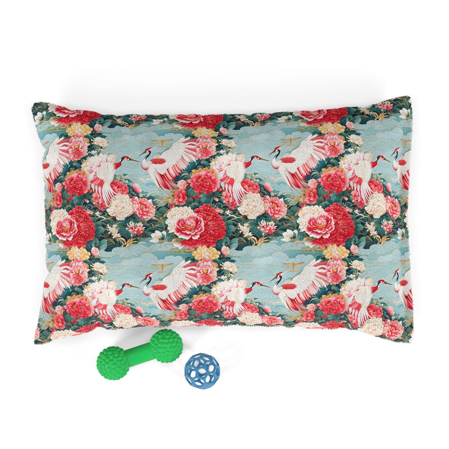 Elegant Floral Pet Bed - Vintage Cranes Design for Cozy Pets