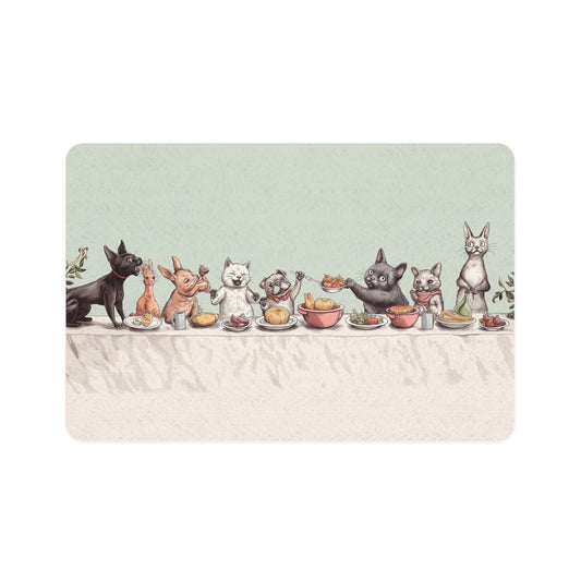 Whimsical Pet Food Mat - 12x18 - Perfect for Dog & Cat Lovers