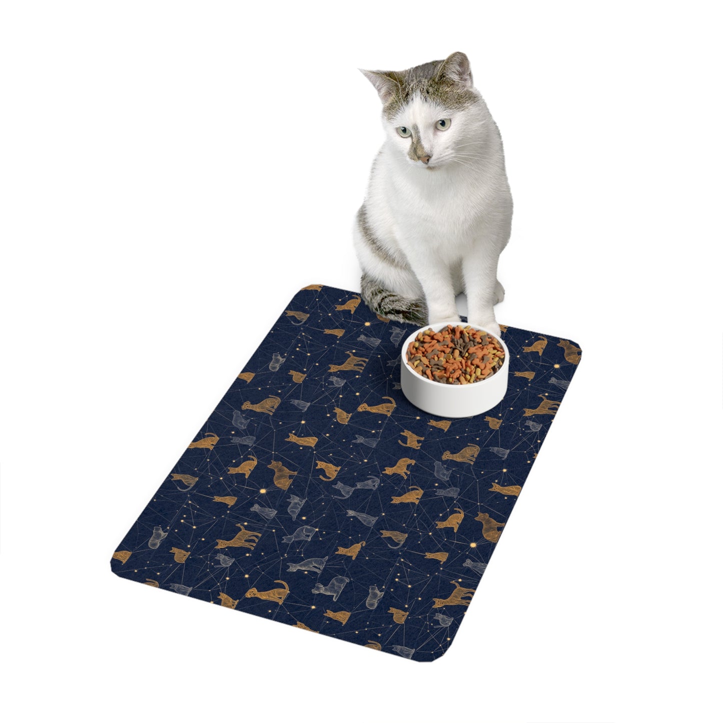 Cozy Cat & Dog Pet Food Mat | Decorative Non-Slip Feeding Mat (12x18) for Pets