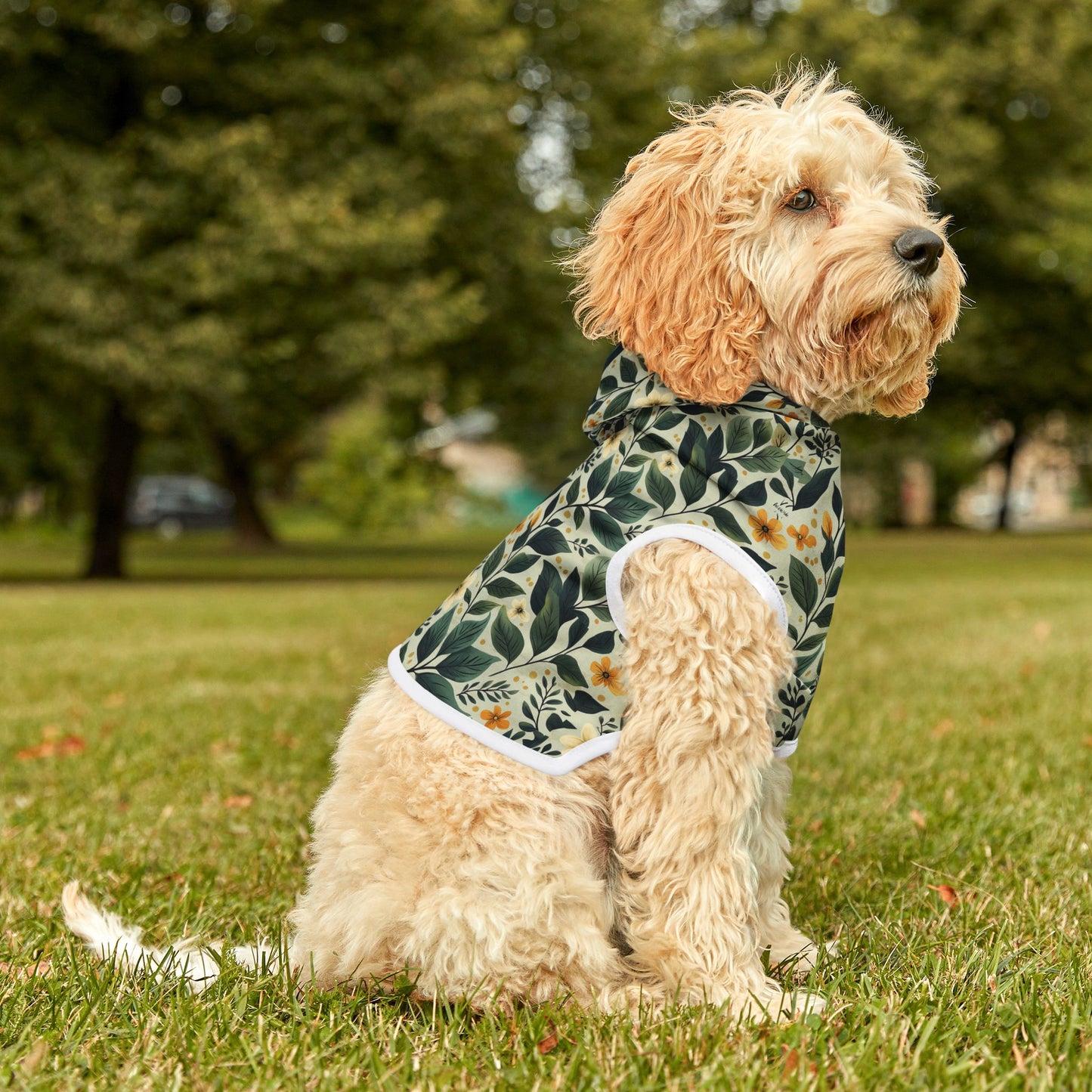 Tropical Leaf Pet Hoodie - Cozy Floral Design for Stylish Dogs